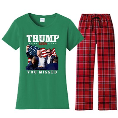 Trump Assasination Bloody Ear Bleeding Butler Pa Trump Women's Flannel Pajama Set