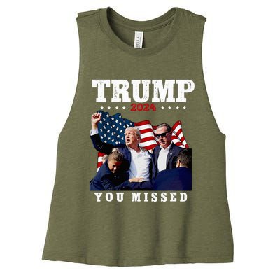 Trump Assasination Bloody Ear Bleeding Butler Pa Trump Women's Racerback Cropped Tank