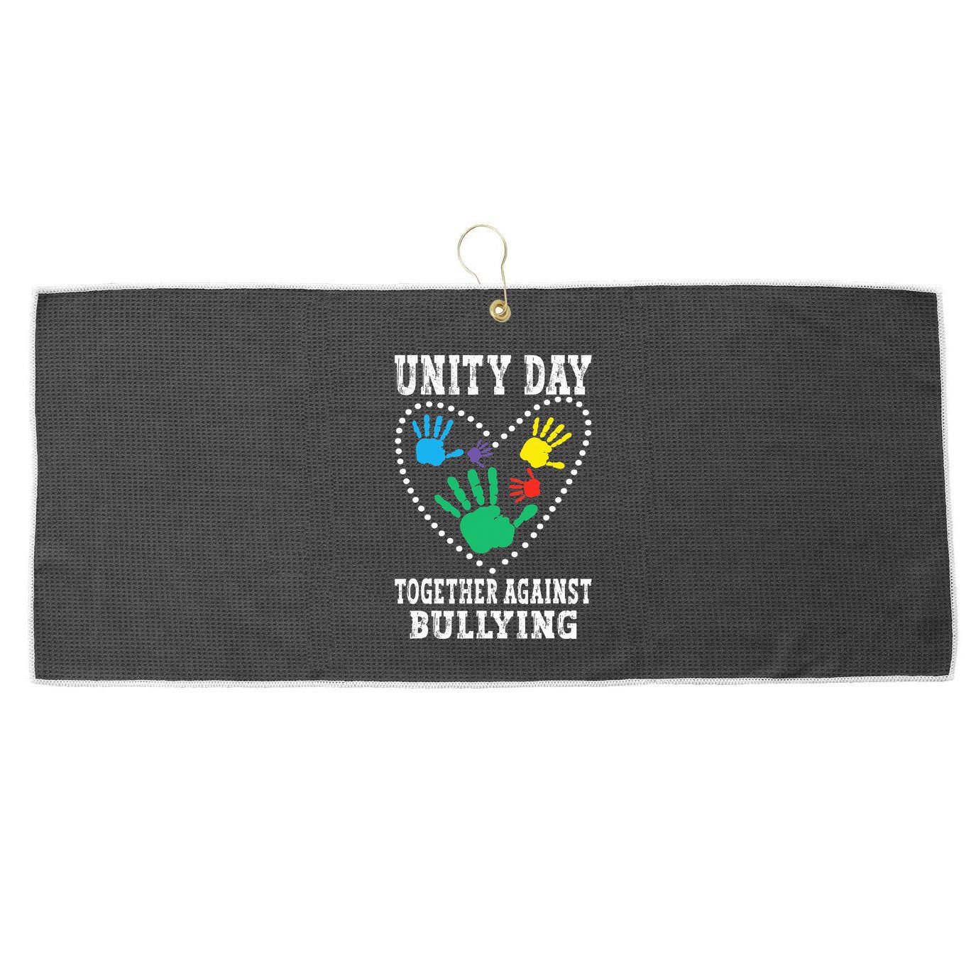 Together Against Bullying Orange Anti Bully Unity Day Large Microfiber Waffle Golf Towel