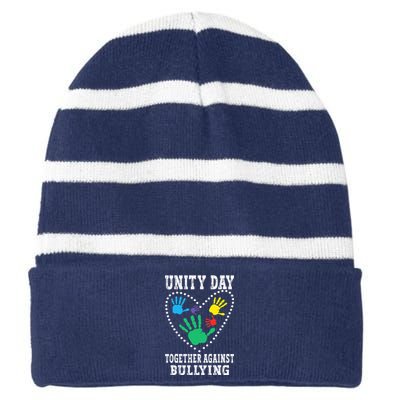 Together Against Bullying Orange Anti Bully Unity Day Striped Beanie with Solid Band