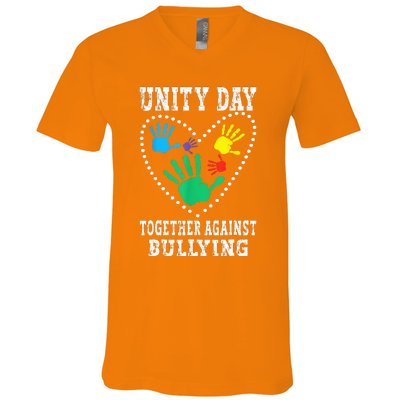 Together Against Bullying Orange Anti Bully Unity Day V-Neck T-Shirt