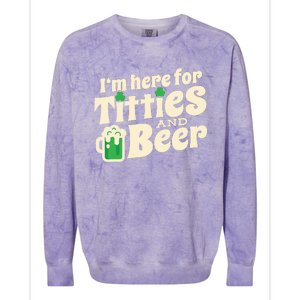 Titties And Beer Funny St Patricks Day Colorblast Crewneck Sweatshirt