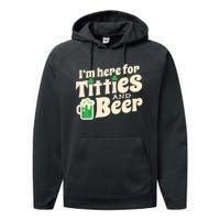 Titties And Beer Funny St Patricks Day Performance Fleece Hoodie