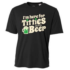 Titties And Beer Funny St Patricks Day Cooling Performance Crew T-Shirt