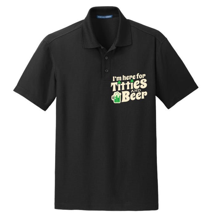 Titties And Beer Funny St Patricks Day Dry Zone Grid Polo