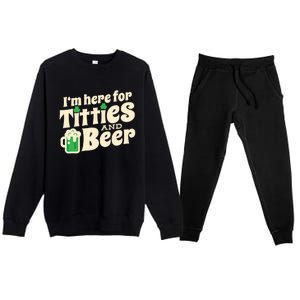 Titties And Beer Funny St Patricks Day Premium Crewneck Sweatsuit Set