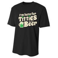 Titties And Beer Funny St Patricks Day Performance Sprint T-Shirt