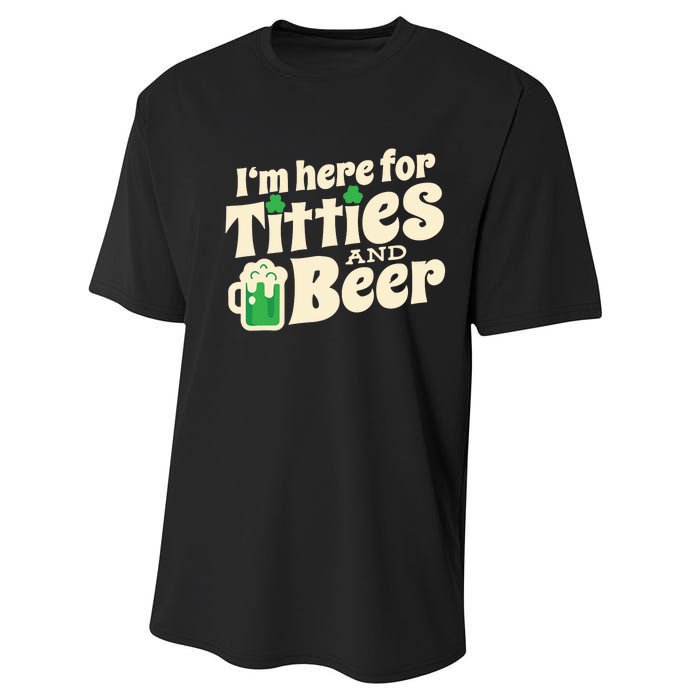 Titties And Beer Funny St Patricks Day Performance Sprint T-Shirt