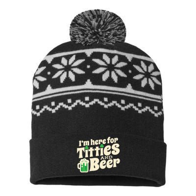 Titties And Beer Funny St Patricks Day USA-Made Snowflake Beanie