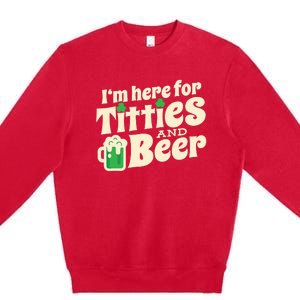 Titties And Beer Funny St Patricks Day Premium Crewneck Sweatshirt