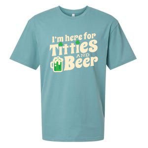 Titties And Beer Funny St Patricks Day Sueded Cloud Jersey T-Shirt