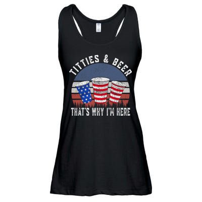 Titties And Beer ThatS Why IM Here Funny Beer 4th Of July Ladies Essential Flowy Tank