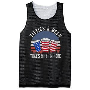 Titties And Beer ThatS Why IM Here Funny Beer 4th Of July Mesh Reversible Basketball Jersey Tank