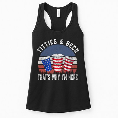 Titties And Beer ThatS Why IM Here Funny Beer 4th Of July Womens Tank Top