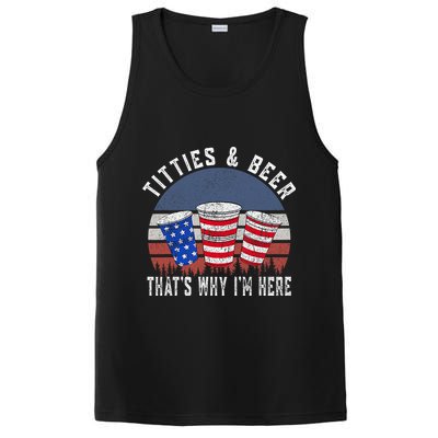 Titties And Beer ThatS Why IM Here Funny Beer 4th Of July PosiCharge Competitor Tank