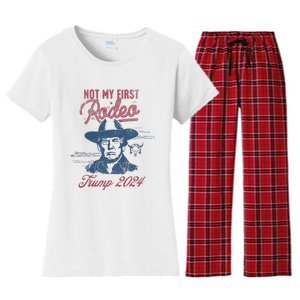 Take America Back Trump Cowboy Rodeo Election 2024 Women's Flannel Pajama Set