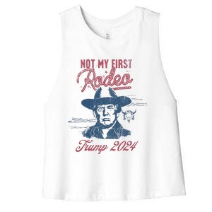 Take America Back Trump Cowboy Rodeo Election 2024 Women's Racerback Cropped Tank