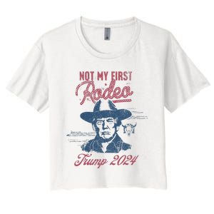 Take America Back Trump Cowboy Rodeo Election 2024 Women's Crop Top Tee