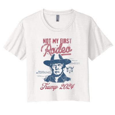 Take America Back Trump Cowboy Rodeo Election 2024 Women's Crop Top Tee