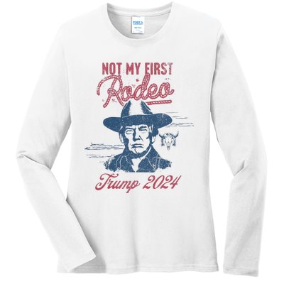 Take America Back Trump Cowboy Rodeo Election 2024 Ladies Long Sleeve Shirt