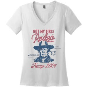 Take America Back Trump Cowboy Rodeo Election 2024 Women's V-Neck T-Shirt