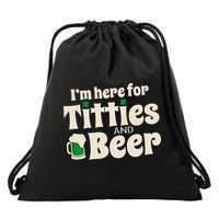 Titties And Beer Funny St Patricks Day Drawstring Bag