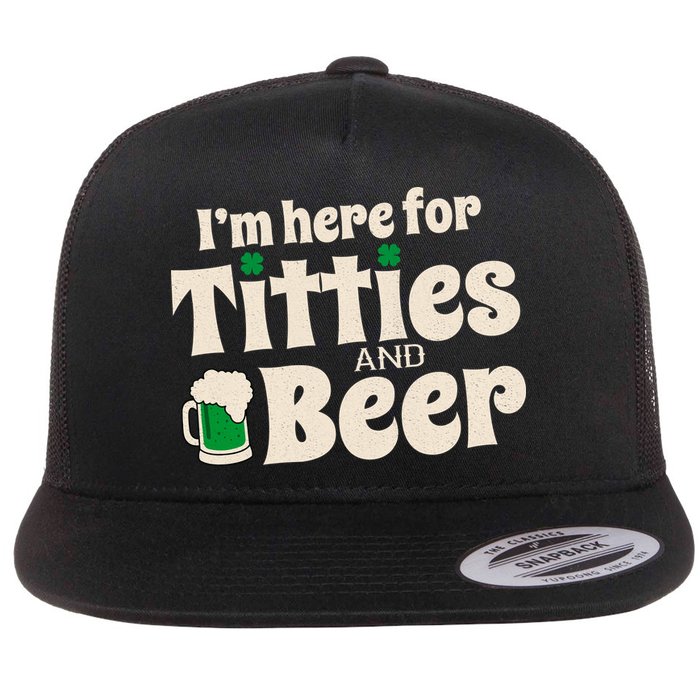 Titties And Beer Funny St Patricks Day Flat Bill Trucker Hat
