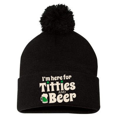 Titties And Beer Funny St Patricks Day Pom Pom 12in Knit Beanie