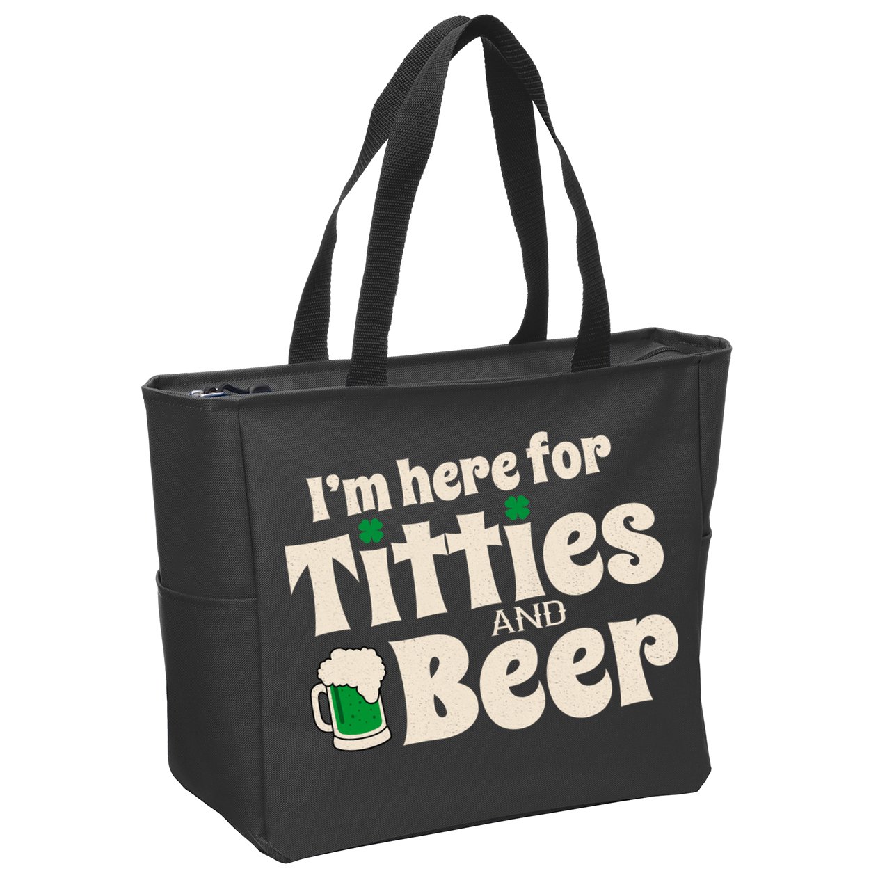 Titties And Beer Funny St Patricks Day Zip Tote Bag