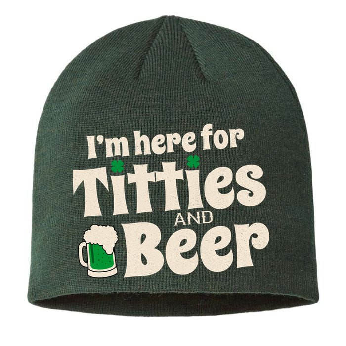 Titties And Beer Funny St Patricks Day Sustainable Beanie