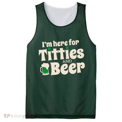 Titties And Beer Funny St Patricks Day Mesh Reversible Basketball Jersey Tank