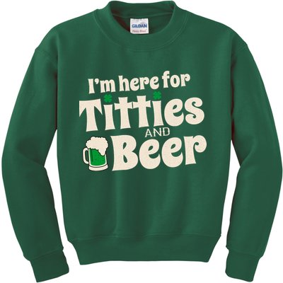 Titties And Beer Funny St Patricks Day Kids Sweatshirt
