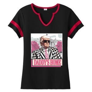 Take America Back Daddys Home Funny Donald Trump 2024 Ladies Halftime Notch Neck Tee