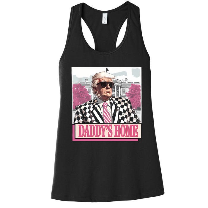 Take America Back Daddys Home Funny Donald Trump 2024 Women's Racerback Tank