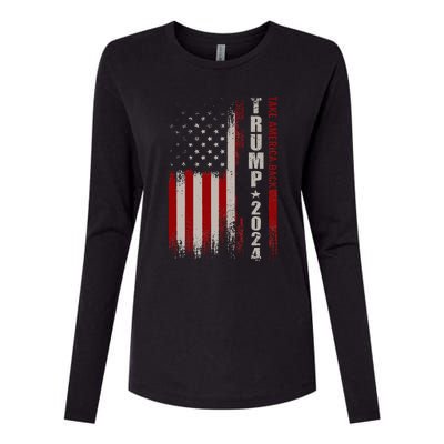 Take America Back American Flag Trump 2024 Wo Gifts Womens Cotton Relaxed Long Sleeve T-Shirt