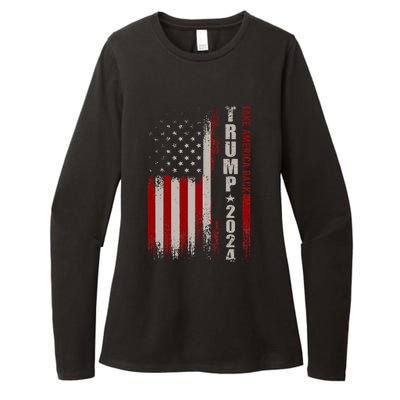 Take America Back American Flag Trump 2024 Wo Gifts Womens CVC Long Sleeve Shirt