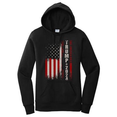 Take America Back American Flag Trump 2024 Wo Gifts Women's Pullover Hoodie