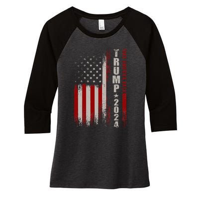 Take America Back American Flag Trump 2024 Wo Gifts Women's Tri-Blend 3/4-Sleeve Raglan Shirt