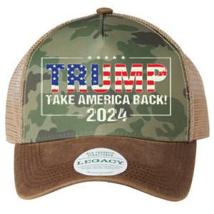 Take America Back American Flag Trump 2024 Legacy Tie Dye Trucker Hat