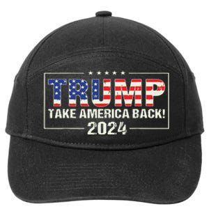 Take America Back American Flag Trump 2024 7-Panel Snapback Hat