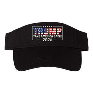 Take America Back American Flag Trump 2024 Valucap Bio-Washed Visor