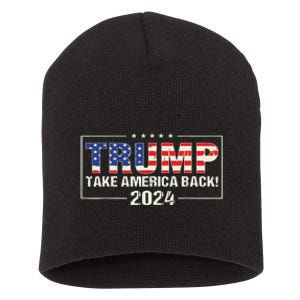 Take America Back American Flag Trump 2024 Short Acrylic Beanie