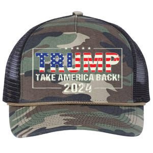 Take America Back American Flag Trump 2024 Retro Rope Trucker Hat Cap