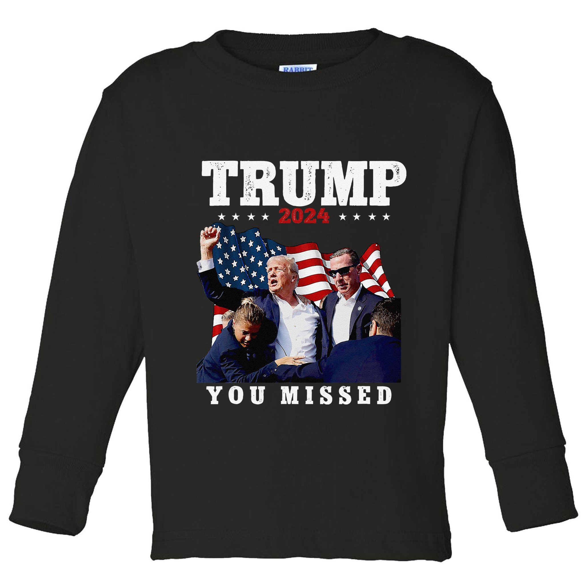 Trump Assasination Bloody Ear Bleeding Butler Pa Trump Toddler Long Sleeve Shirt