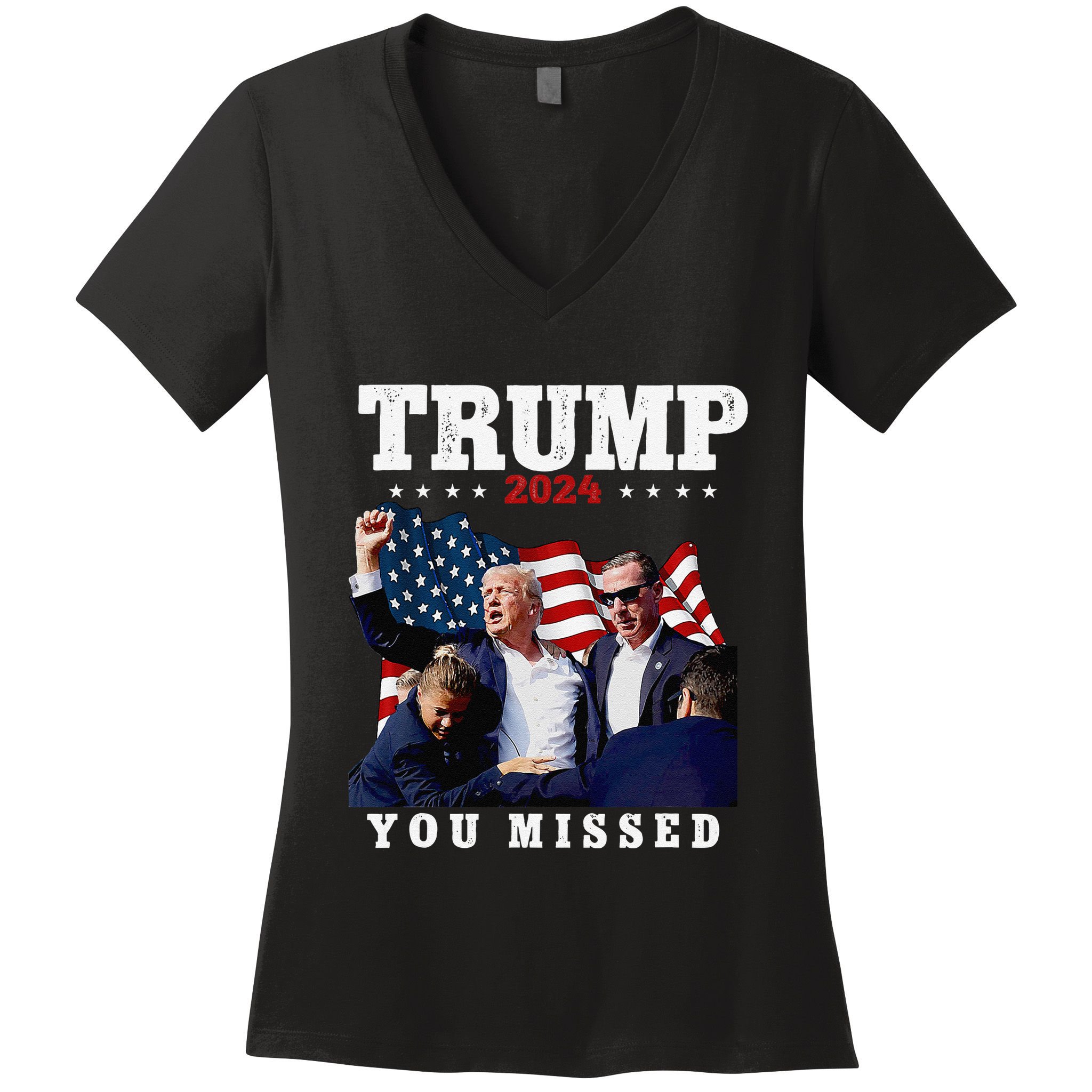 Trump Assasination Bloody Ear Bleeding Butler Pa Trump Women's V-Neck T-Shirt