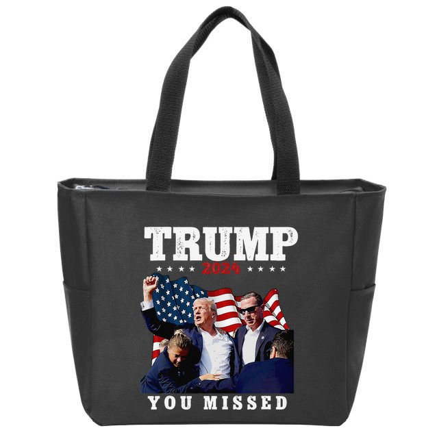 Trump Assasination Bloody Ear Bleeding Butler Pa Trump Zip Tote Bag