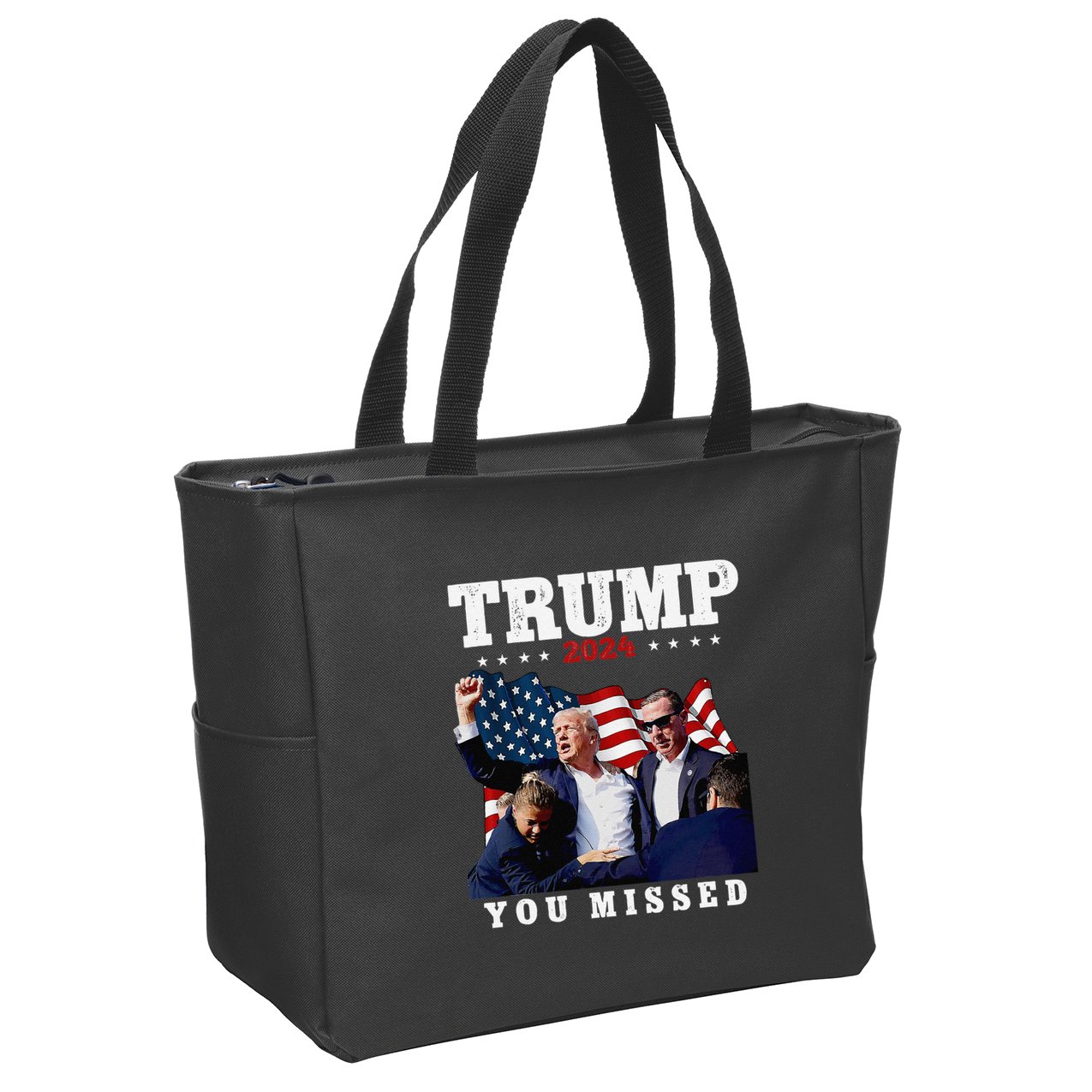 Trump Assasination Bloody Ear Bleeding Butler Pa Trump Zip Tote Bag