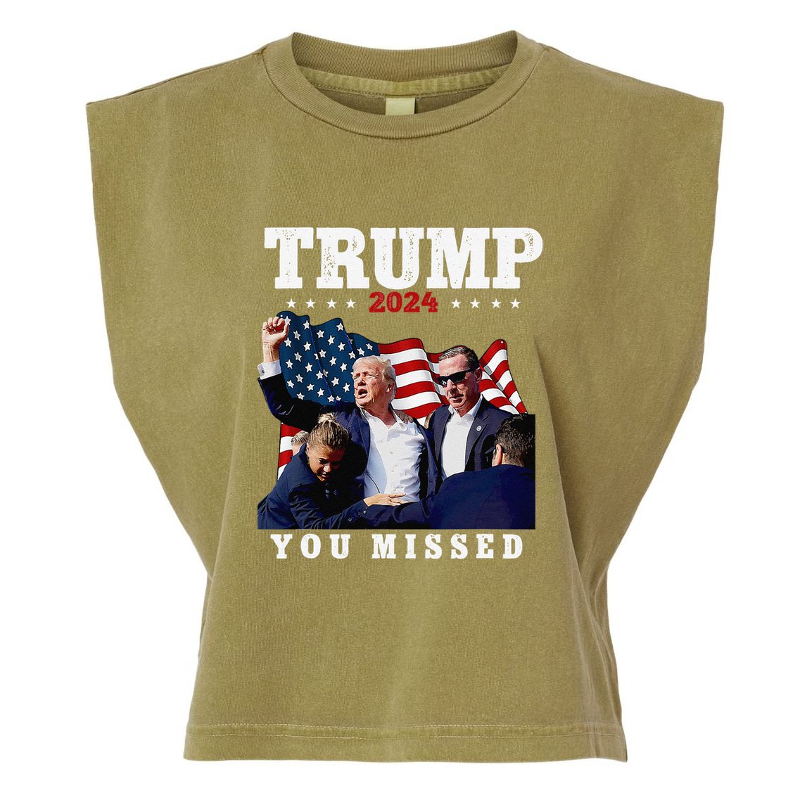 Trump Assasination Bloody Ear Bleeding Butler Pa Trump Garment-Dyed Women's Muscle Tee