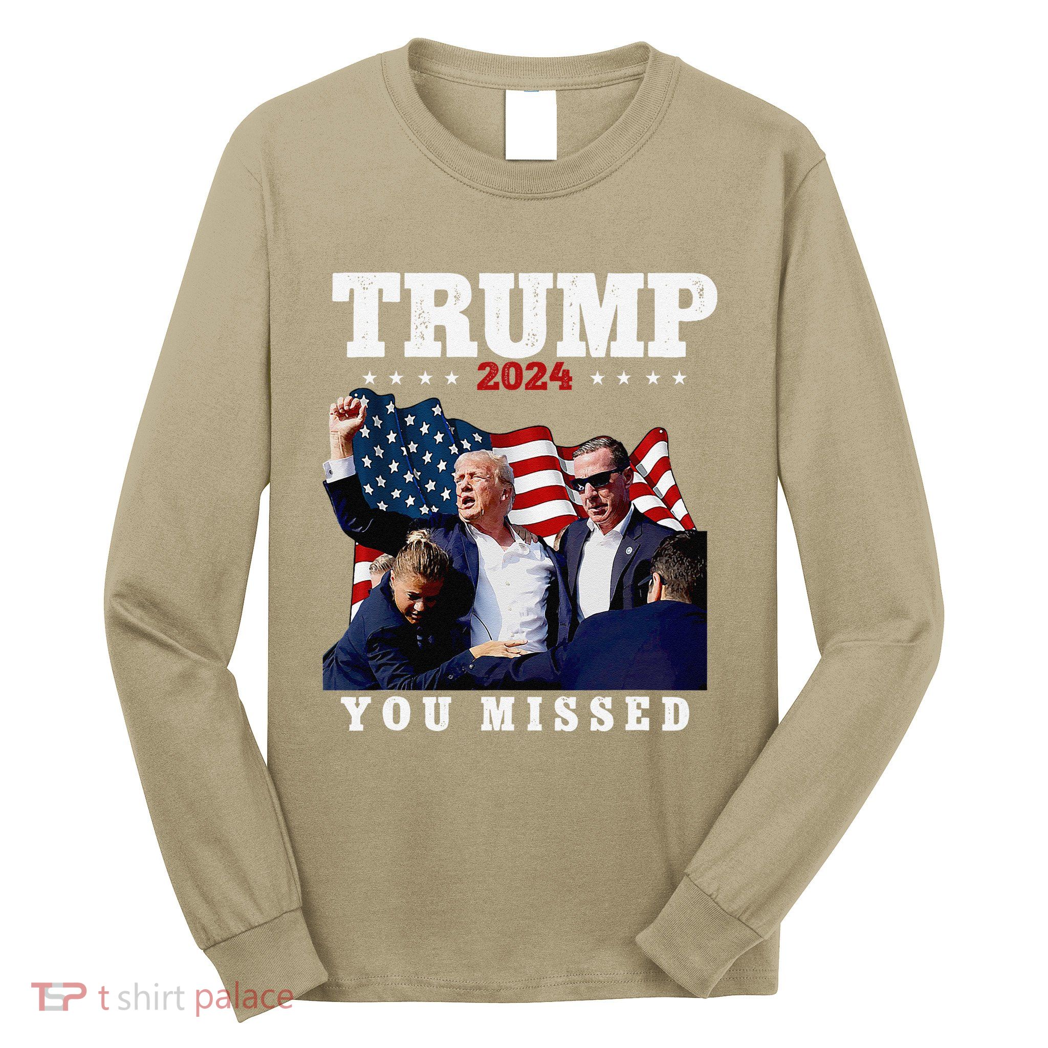 Trump Assasination Bloody Ear Bleeding Butler Pa Trump Long Sleeve Shirt