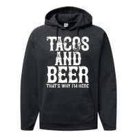 Tacos And Beer Drinking Drunk Cinco De Mayo Performance Fleece Hoodie